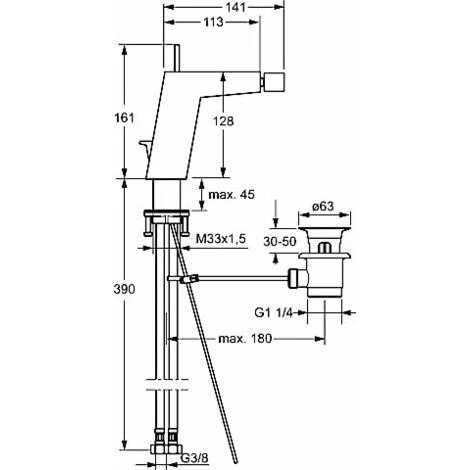 Hansa Hansaloft Robinetterie Pour Bidet, Commande Latérale, Avec Vidage, Saillie : 141mm, Chromé, 57583203 - 57583203 4 Hansa Hansaloft Robinetterie Pour Bidet, Commande Latérale, Avec Vidage, Saillie : 141mm, Chromé, 57583203 - 57583203 – Image 2