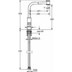 Hansa Hansaronda Mitigeur De Cuisine, Commande Latérale, 2 Jets, Bec Pivotant/extractible, Saillie : 221 Mm, 54912283 - 54912283 -HANSA Soldes 20203151 2