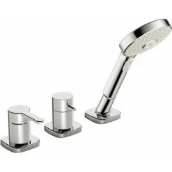 Hansa HANSADESIGNO Style Set De Montage Final Pour Bain/douche, 3 Trous, Rosace Soft Edge, 53259083 - 53259083