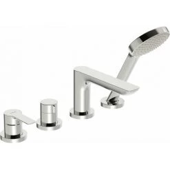 Hansa Hansaligna Robinetterie De Baignoire, Set De Finition, Avec Dispositif De Sécurité, Rosaces Rondes, Saillie : 160mm, 06442473 - 06442473