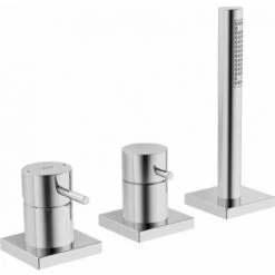 Hansa Hansastela Partie De Finition Pour Mélangeur Bain Sur Gorge 3 Trous Pour Hansafill Avec Rosaces Carrées Et Douchette à Main Stick Et Flexible 175cm Chrome - Chrome